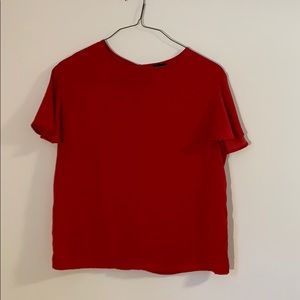 Red flutter short sleeve top